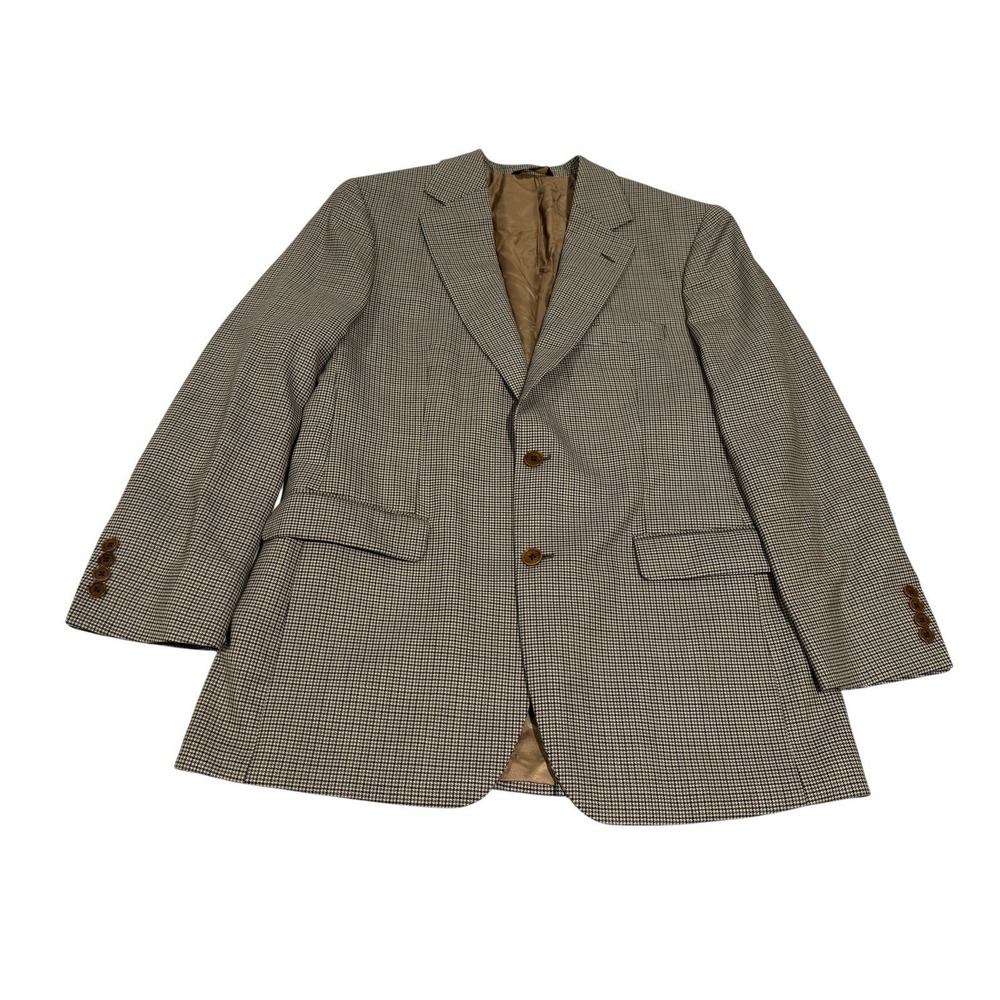 Brooks Brothers 346 Mini Houndstooth Plaid 100% Wool Blazer Jacket 40R Sportcoat